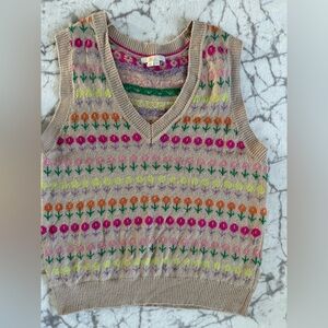 Boden Floral V-Neck Sweater Vest